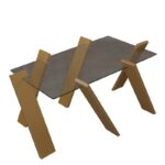 Τραπέζι σαλονιού Roman Maxi μουσταρδί μελαμίνη επιφάνεια γυαλί 92x57x41εκ ed8107 - Image 3