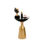 Βοηθητικό μεταλλικό τραπεζάκι Corti χρυσό μαύρο χρώμα 42x56cm ed8134 - Image 3