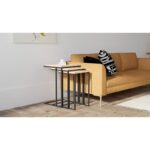 Τραπεζάκια σαλονιού set Roma χρώμα sapphire μαύρο μελαμίνη μέταλλο 40x60cm ed8143