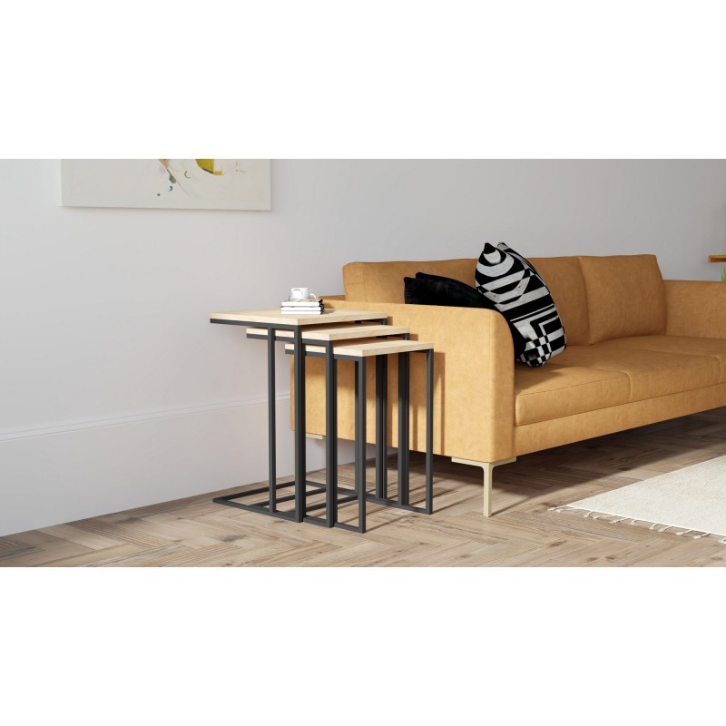 8143_0-800x800 Τραπεζάκια σαλονιού set Roma χρώμα sapphire μαύρο μελαμίνη μέταλλο 40x60cm ed8143 - Image 1