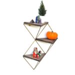 Ραφιέρα Fio καρυδί χρυσό ξύλο μεταλλικό πλαίσιο 34x13x45εκ ed8173