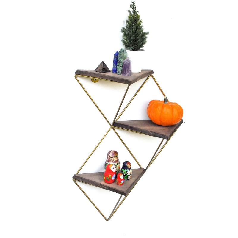 8173_0-800x800 Ραφιέρα Fio καρυδί χρυσό ξύλο μεταλλικό πλαίσιο 34x13x45εκ ed8173 - Image 1