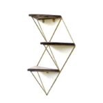 Ραφιέρα Fio καρυδί χρυσό ξύλο μεταλλικό πλαίσιο 34x13x45εκ ed8173 - Image 5