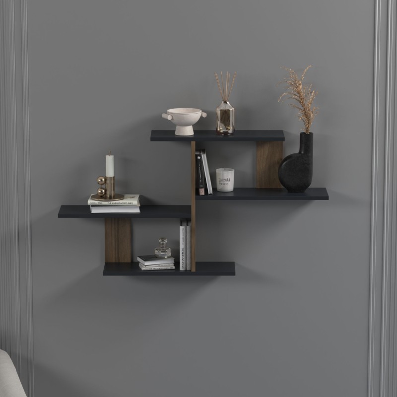 8181_0-800x800 Ραφιέρα Sitil ανθρακί καρυδί μελαμίνη 122x20x64εκ ed8181 - Image 1