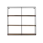 Ραφιέρα Sunflower μαύρο καρυδί ξύλο μεταλλικό πλαίσιο 60x60x15εκ ed8203 - Image 5