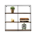 Ραφιέρα Sunflower μαύρο καρυδί ξύλο μεταλλικό πλαίσιο 60x60x15εκ ed8203 - Image 3