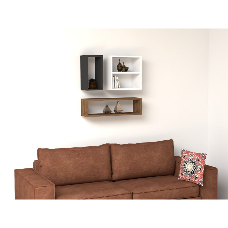 8204_0-800x800 Ραφιέρα Ece άσπρο καρυδί ανθρακί μελαμίνη 70x19 6x70εκ ed8204 - Image 1