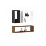 Ραφιέρα Ece άσπρο καρυδί ανθρακί μελαμίνη 70x19 6x70εκ ed8204 - Image 3