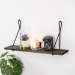 Ραφιέρα Amaryllis σκούρο καρυδί μαύρο ξύλο μεταλλικό πλαίσιο 60x15x27εκ ed8257