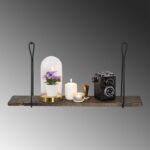 Ραφιέρα Amaryllis σκούρο καρυδί μαύρο ξύλο μεταλλικό πλαίσιο 60x15x27εκ ed8257 - Image 4