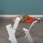 Τραπέζι σαλονιού Roman Mini άσπρη μελαμίνη γυαλί 57x41cm ed8295 - Image 4