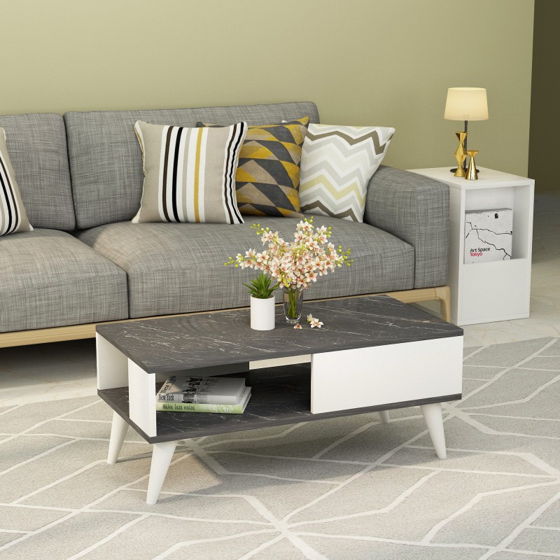 8301_0-800x800 Τραπέζι σαλονιού Seul μαύρο άσπρο μελαμίνη 90x45x40εκ ed8301 - Image 1