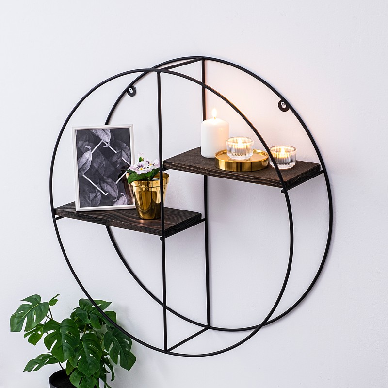 8302_0-800x800 Ραφιέρα Cary καρυδί μαύρο ξύλο μεταλλικό πλαίσιο 60x60x15εκ ed8302 - Image 1