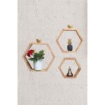 Ραφιέρα τοίχου σετ ξύλινη καρυδί Ares 31x31cm ed8311