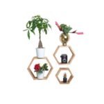 Ραφιέρα τοίχου σετ ξύλινη καρυδί Ares 31x31cm ed8311 - Image 5