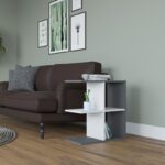 Βοηθητικό τραπεζάκι Hamlet ανθρακί άσπρη μελαμίνη 59 6x29 6x63 2cm ed8312 - Image 4