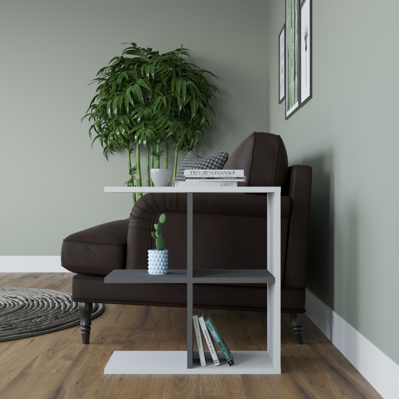 8313_0-800x800 Βοηθητικό τραπεζάκι Hamlet άσπρη ανθρακί μελαμίνη 59 6x29 6x63 2cm ed8313 - Image 1