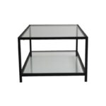Τραπέζι σαλονιού Astro μεταλλικός σκελετός μαύρο επιφανεια γυαλί 90x60x40εκ ed834 - Image 4