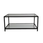 Τραπέζι σαλονιού Astro μεταλλικός σκελετός μαύρο επιφανεια γυαλί 90x60x40εκ ed834 - Image 3