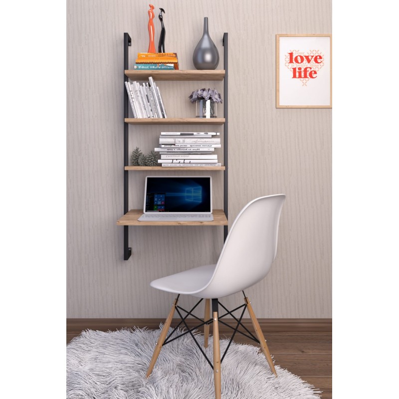 8350_0-800x800 Ραφιέρα Masali καφέ μαύρο μελαμίνη μεταλλικό πλαίσιο 49x20x120εκ ed8350 - Image 1