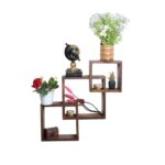 Ραφιέρα τοίχου ξύλινη καρυδί Ares 71x71cm ed8355 - Image 4