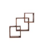 Ραφιέρα τοίχου ξύλινη καρυδί Ares 71x71cm ed8355 - Image 3