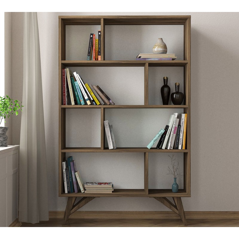 835_0-800x800 Βιβλιοθήκη Flamingo καρυδί μελαμίνη 90x25x143 6εκ ed835 - Image 1