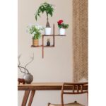 Ραφιέρα τοίχου ξύλινη καρυδί Ares 60x60cm ed8360