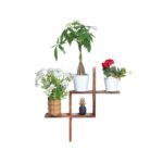 Ραφιέρα τοίχου ξύλινη καρυδί Ares 60x60cm ed8360 - Image 4