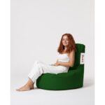 Πουφ Lina αδιάβροχο πράσινο ύφασμα 70x35cm ed8361 - Image 3