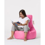 Πουφ Lina αδιάβροχο ροζ ύφασμα 70x35cm ed8362 - Image 5