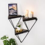 Ραφιέρα Fresia σκούρο καρυδί μαύρο ξύλο μεταλλικό πλαίσιο 57x15x45εκ ed8385