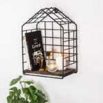 Ραφιέρα Ranunculus μαύρο σκούρο καρυδί ξύλο μεταλλικό πλαίσιο 27x15x37εκ ed8409