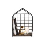 Ραφιέρα Ranunculus μαύρο σκούρο καρυδί ξύλο μεταλλικό πλαίσιο 27x15x37εκ ed8409 - Image 5