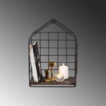 Ραφιέρα Ranunculus μαύρο σκούρο καρυδί ξύλο μεταλλικό πλαίσιο 27x15x37εκ ed8409 - Image 4