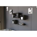 Ράφι τοίχου Babi ανθρακί μελαμίνη 24x15x44cm ed8416