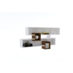 Ράφι τοίχου Karen καρυδί άσπρη μελαμίνη 120x22x75cm ed842 - Image 4