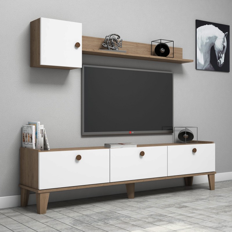 8466_0-800x800 Έπιπλο τηλεόρασης Famiglia oak λευκό 178x44 8x34 6cm ed8466 - Image 1