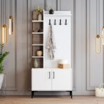 Έπιπλο εισόδου Viyana άσπρο μελαμίνη μεταλλικά πόδια 90x35x200εκ ed846