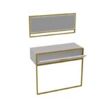 Κονσόλα Polka με καθρέπτη μεταλλικά πόδια άσπρη μελαμίνη 90x38 5x76 8cm ed849 - Image 5