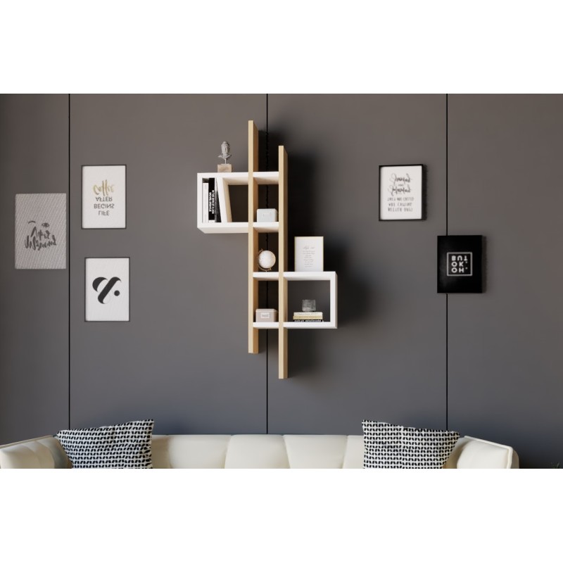 8579_0-800x800 Ραφιέρα Emse Sapphire δρυς άσπρο μελαμίνη 53 8x19 6x108εκ ed8579 - Image 1