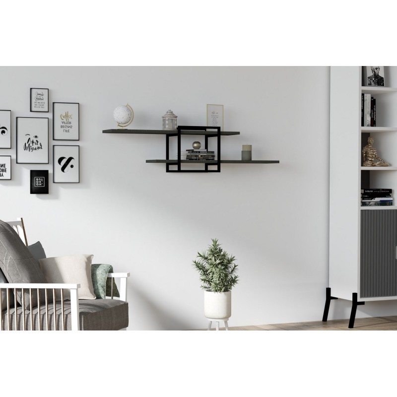 8588_0-800x800 Ράφι τοίχου Mone ανθρακί μαύρη μελαμίνη 120x18x30cm ed8588 - Image 1