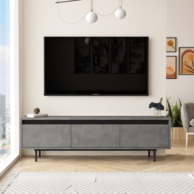 867_0-800x800 Έπιπλο TV Bigonia χρώματος ασημί μαύρο 160x35 5x45 2cm ed867 - Image 1