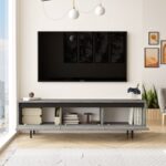 Έπιπλο TV Bigonia χρώματος ασημί μαύρο 160x35 5x45 2cm ed867 - Image 5