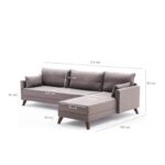 Γωνιακός καναπές Bella Right καφέ χρώμα 275x81x85cm ed8729 - Image 2