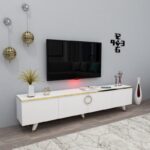 Έπιπλο tv Asti λευκό χρυσό χρώμα μελαμίνη 180x31 4x30cm ed872