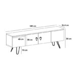 Έπιπλο tv Asti λευκό χρυσό χρώμα μελαμίνη 180x31 4x30cm ed872 - Image 2