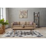 Καναπές τριθέσιος Kale κρεμ 222x91x83cm ed8732