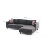 Γωνιακός καναπές Kale Right ανθρακί 258x181x83cm ed8747 - Image 2