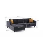 Γωνιακός καναπές Kale Left velvet ανθρακί 258x181x83cm ed8748 - Image 2